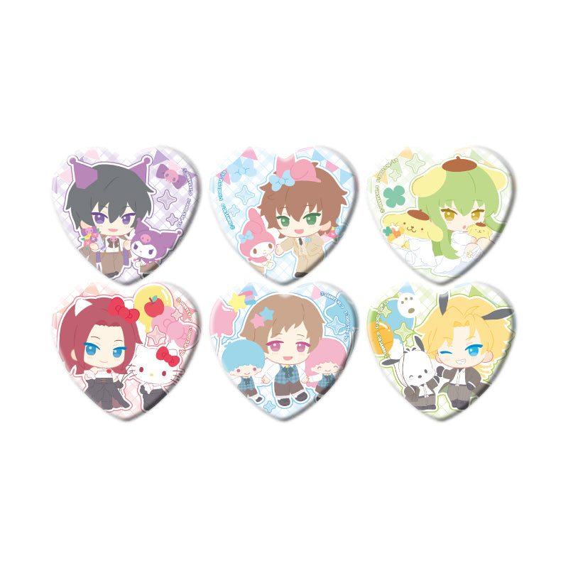 【Box/6】ハート型缶バッジ コードギアス×サンリオキャラクターズ 01 コラボイラスト【予約商品】