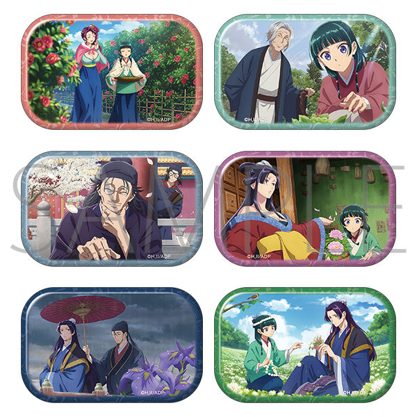 【Box/6】薬屋のひとりごと スクエア缶バッジコレクション 椿、ふきのとう、ハクモクレン、牡丹、花菖蒲、シロツメクサ【予約商品】