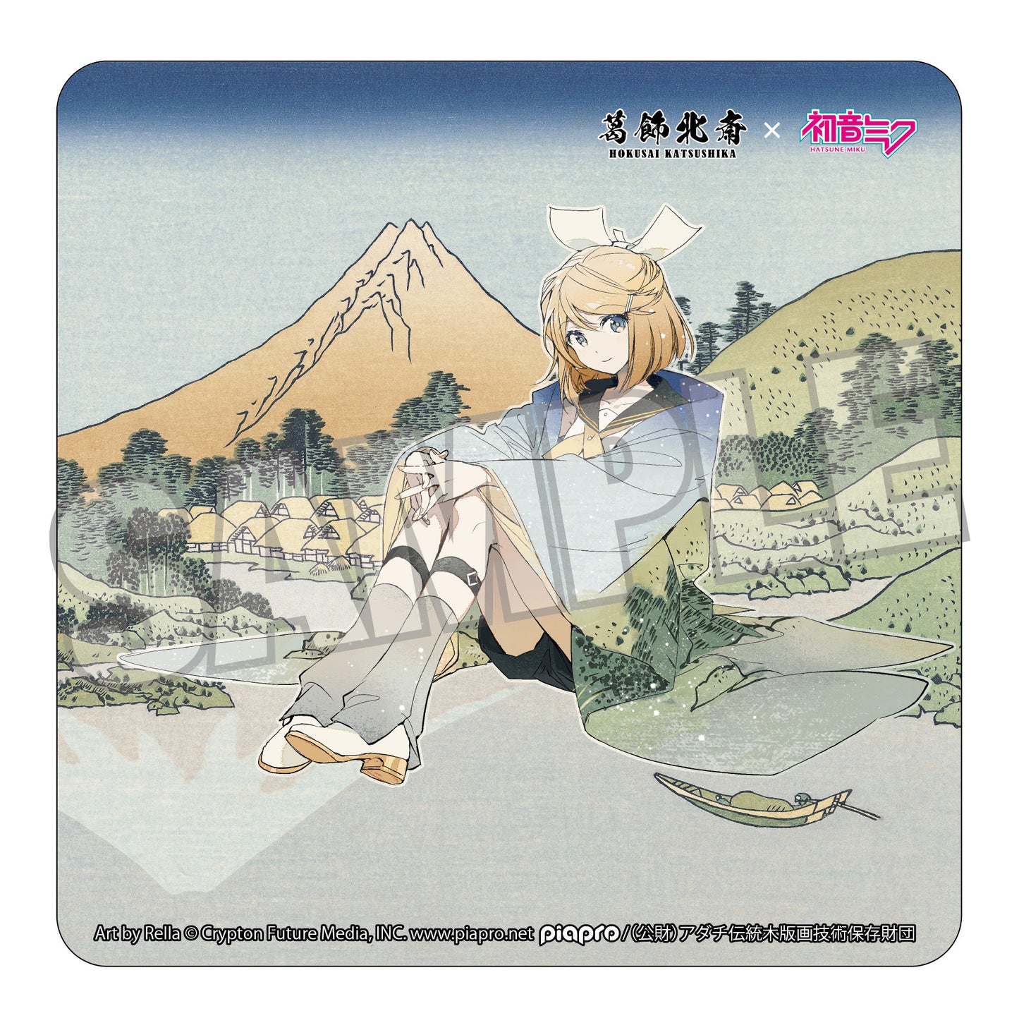 葛飾北斎×初音ミク Rella カーマグネット 鏡音リン 甲州三坂水面【予約商品】