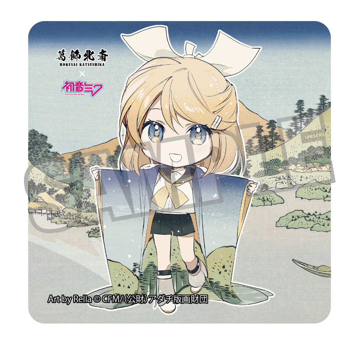葛飾北斎×初音ミク Rella ステッカー 鏡音リン ミニキャラ 甲州三坂