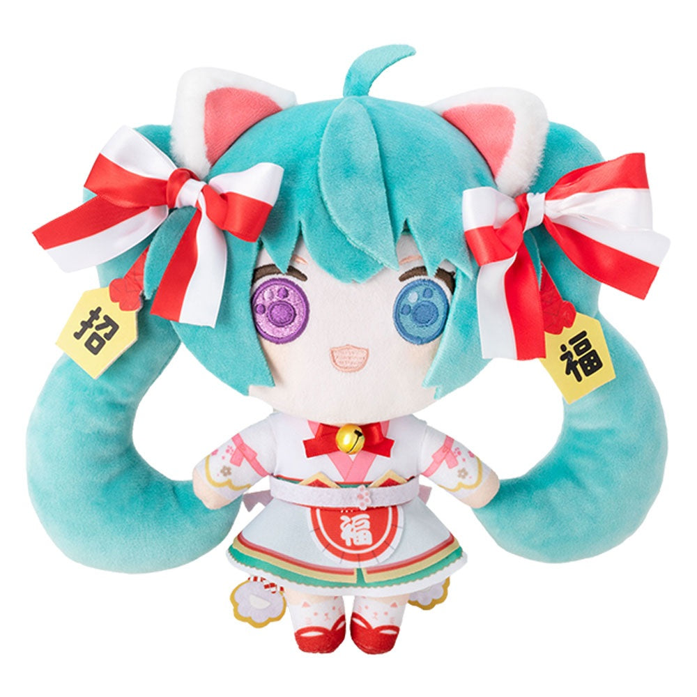 初音ミク×招き猫 初音ミク 白猫 ぬいぐるみ スタンダード Art by らっ