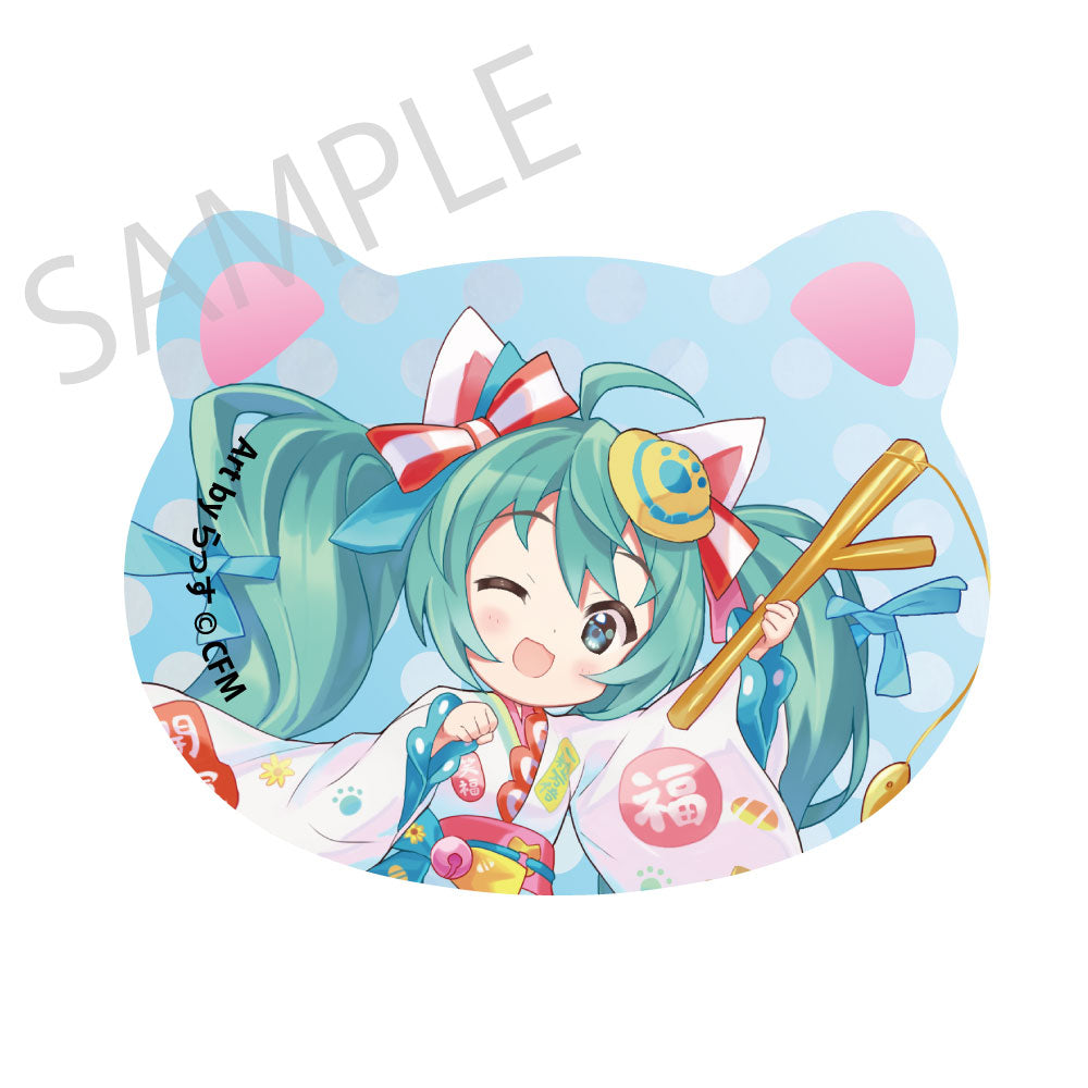 初音ミク×招き猫×真夏の熊谷 猫型缶バッジ 初音ミク 白猫1 Art by らっす【予約商品】