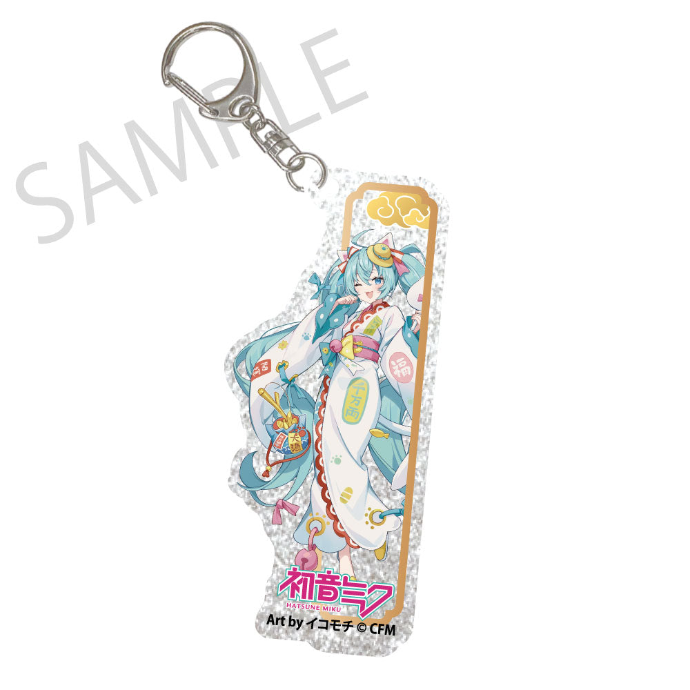 初音ミク　アクリルキーホルダー　マルイ　naoto　エテルノレシ 初音ミク×招き猫×真夏の熊谷 シルバーバックアクリルキーホルダー 初音