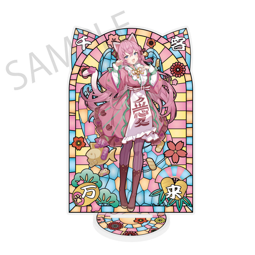 初音ミク×招き猫×真夏の熊谷 ステンドグラス風素材加工アクリルスタンド 巡音ルカ Art by イコモチ【予約商品】