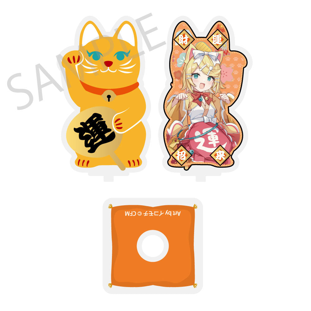 初音ミク×招き猫×真夏の熊谷 まわるダイカットアクリルスタンド 鏡音リン Art by イコモチ【予約商品】