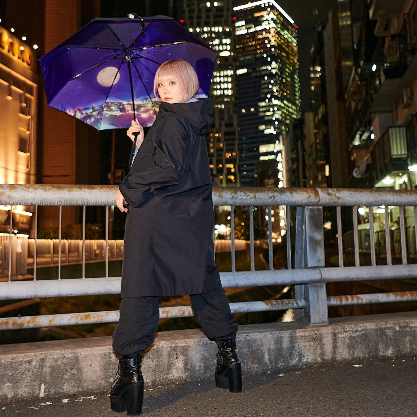 『よふかしのうた』UVカット機能付晴雨兼用折りたたみ傘