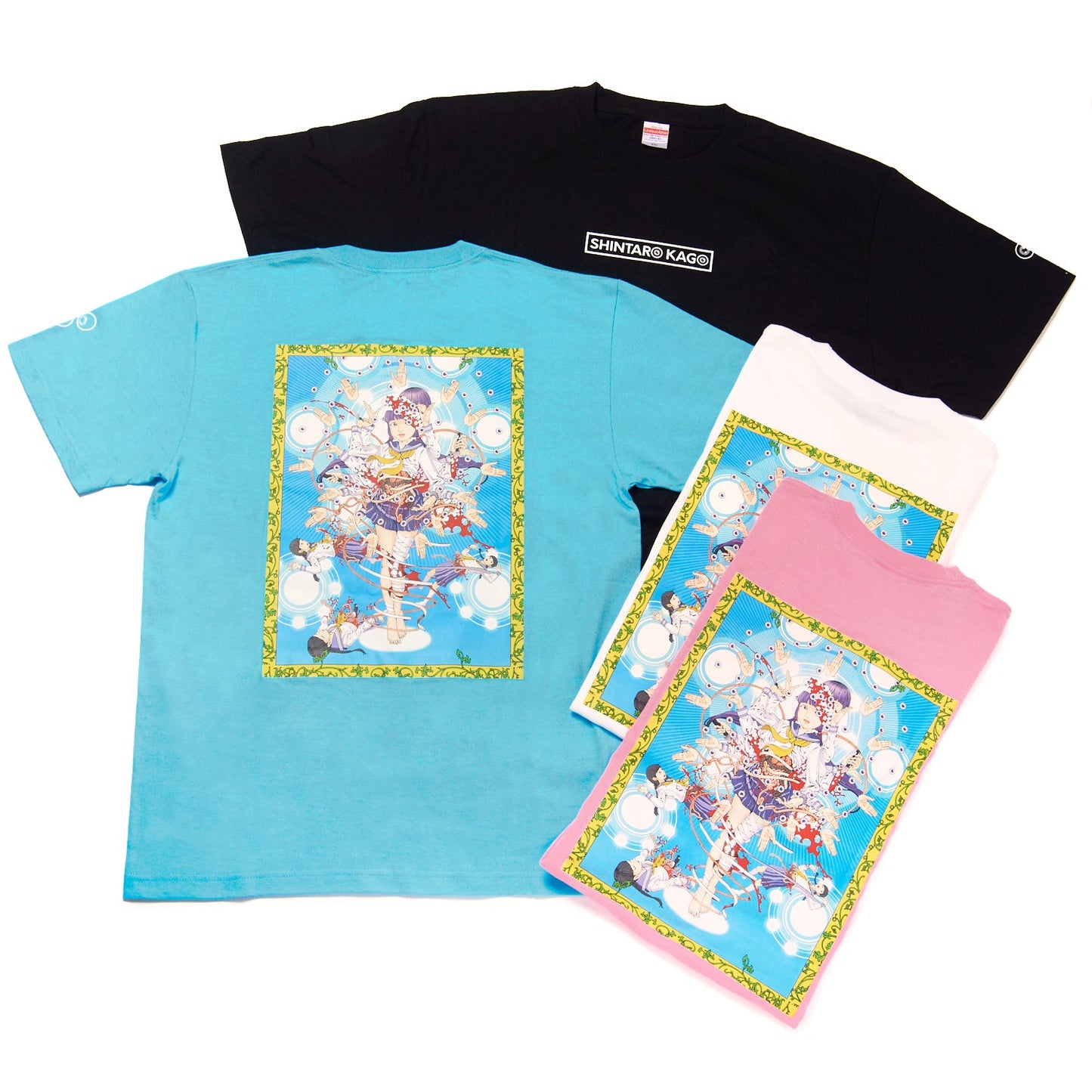 駕籠真太郎 Tシャツ アクアブルー