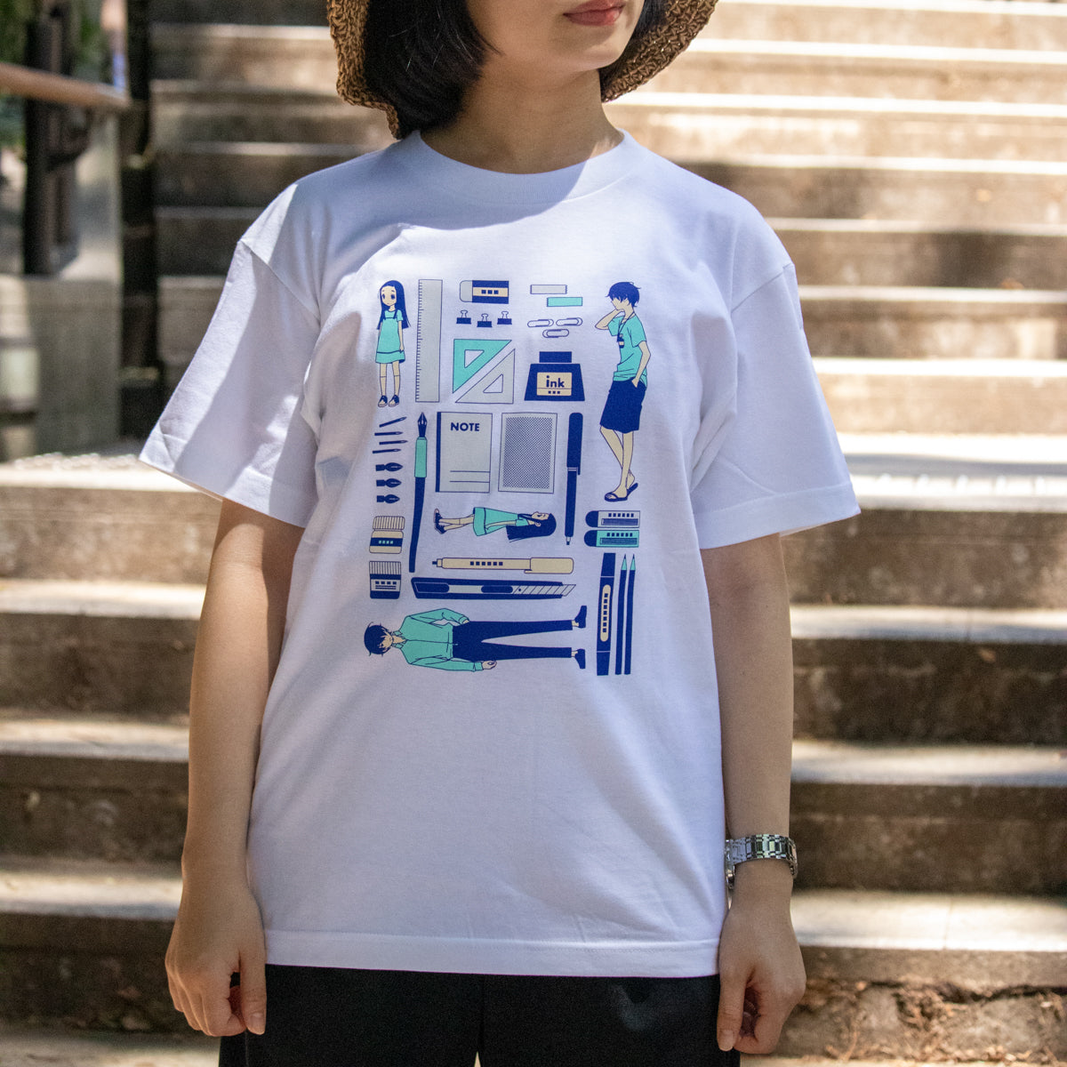 かくしごと Tシャツ(文具柄)
