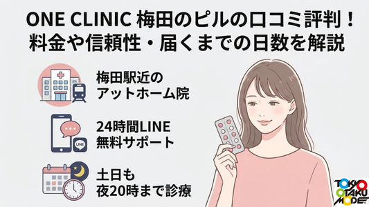 ONE CLINIC 梅田のピルの口コミ評判！料金や信頼性・届くまでの日数を解説