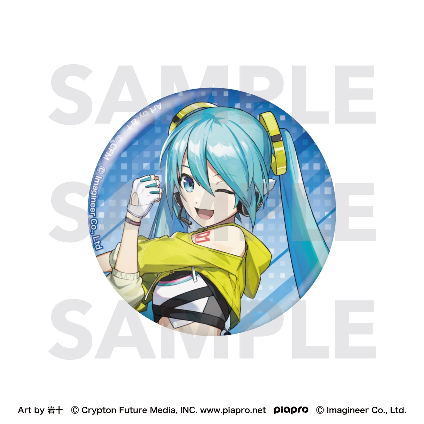 ピアプロキャラクターズ Fit Boxing feat. 初音ミク Art by 岩十 グリッター缶バッジ 初音ミク【予約商品】