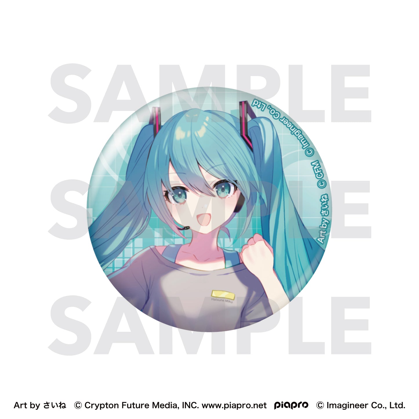 ピアプロキャラクターズ Fit Boxing feat. 初音ミク Art by さいね グリッター缶バッジ 初音ミク【予約商品】
