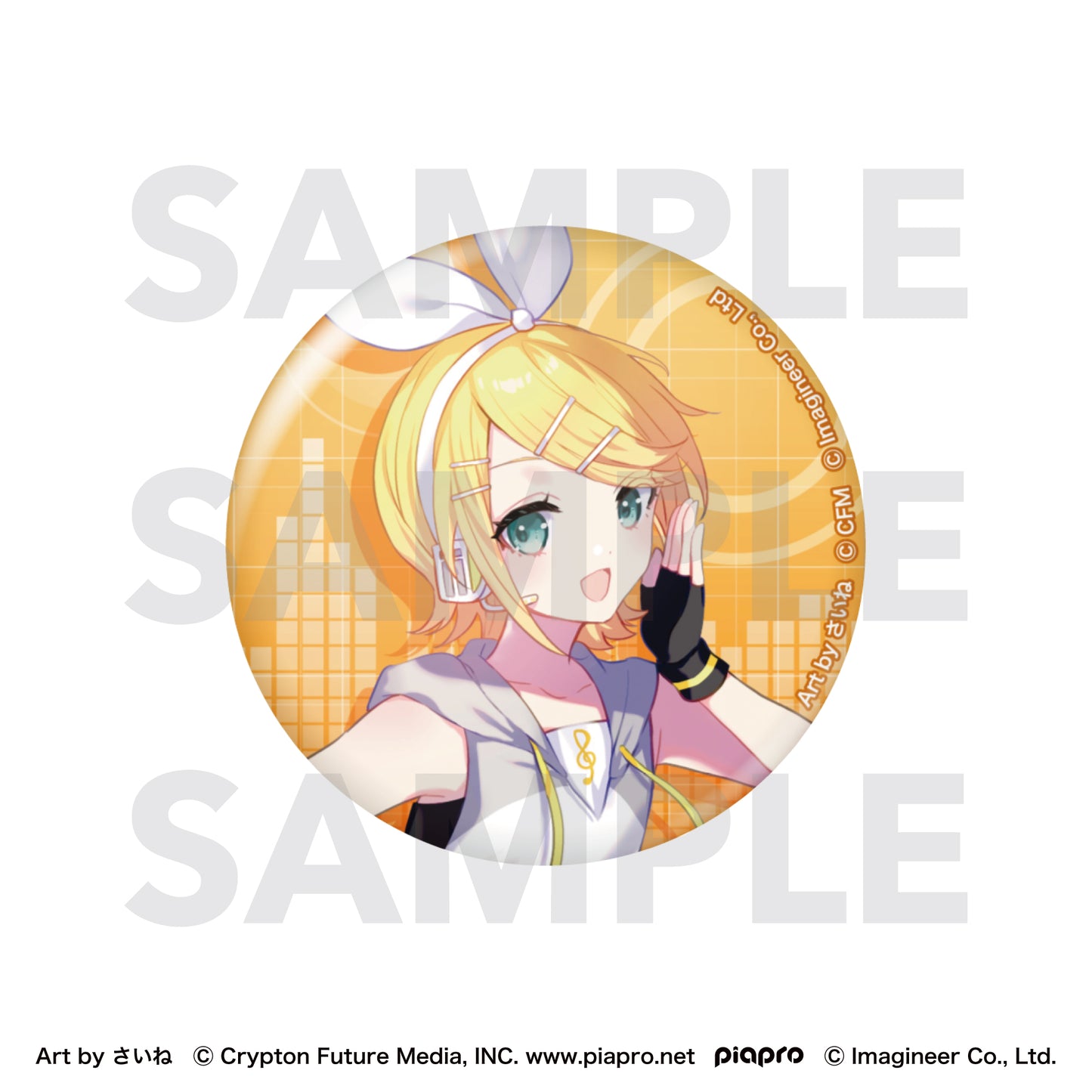 ピアプロキャラクターズ Fit Boxing feat. 初音ミク Art by さいね グリッター缶バッジ 鏡音リン【予約商品】
