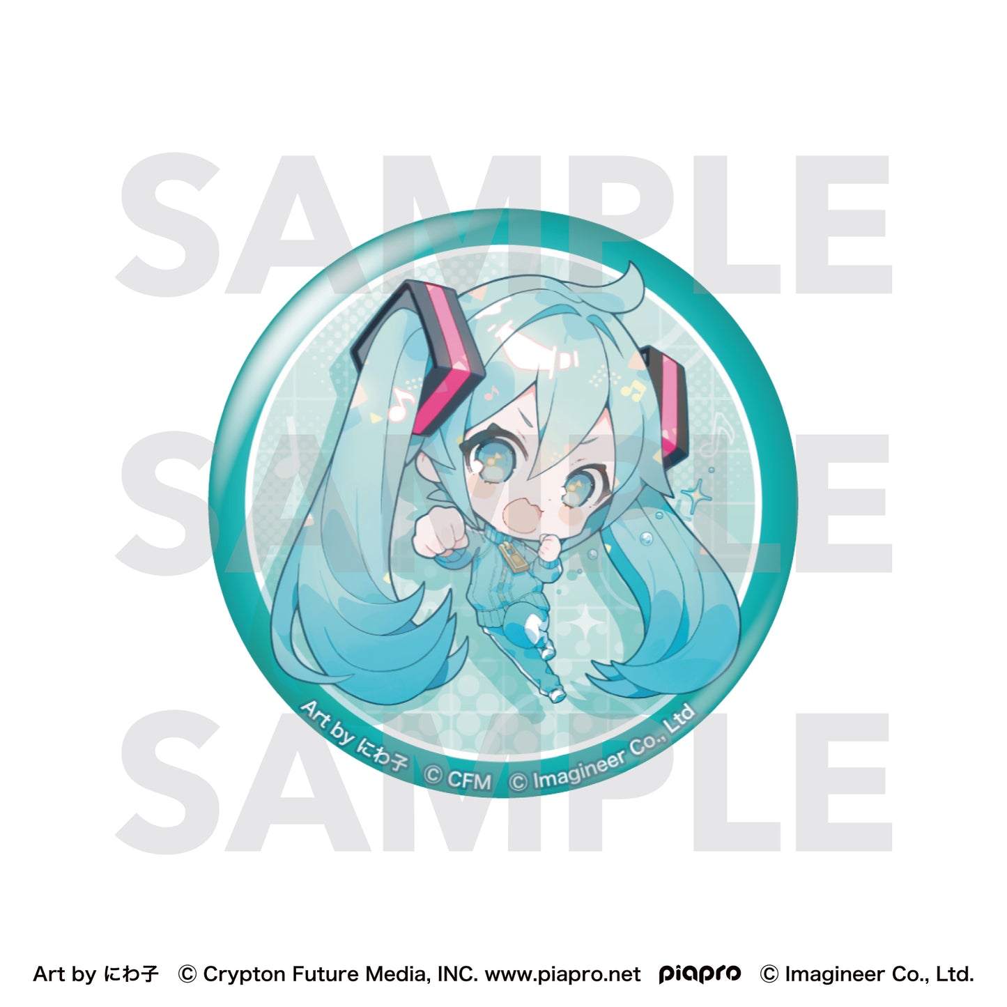 ピアプロキャラクターズ Fit Boxing feat. 初音ミク Art by にわ子 グリッター缶バッジ 初音ミク【予約商品】