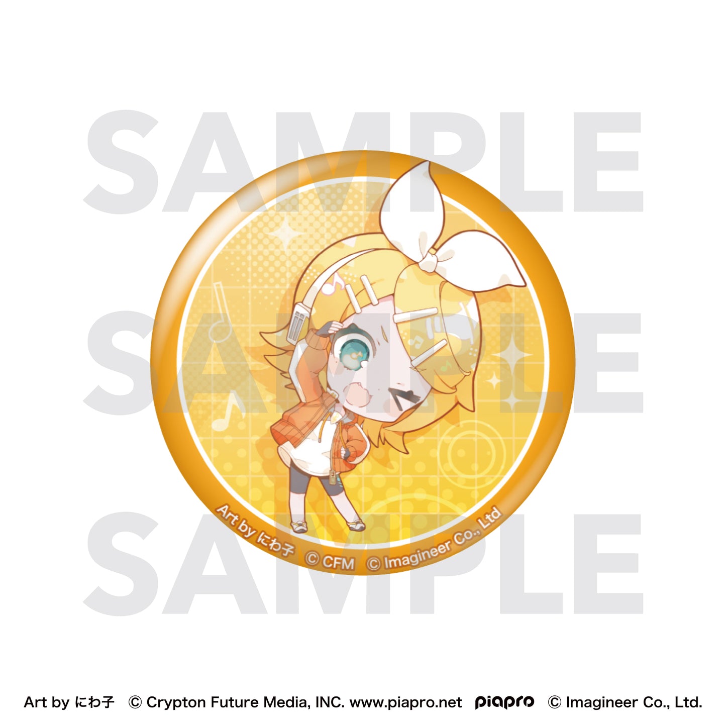 ピアプロキャラクターズ Fit Boxing feat. 初音ミク Art by にわ子 グリッター缶バッジ 鏡音リン【予約商品】