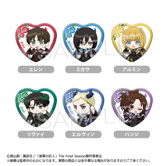 【Box/6】進撃の巨人 ミニキャラハート缶バッジ DEVIL Ver.【予約商品】