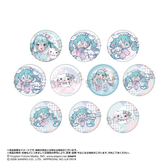 【Box/10】初音ミク×シナモロール 夢桜Ver. トレーディング和紙風缶バッジ【予約商品】