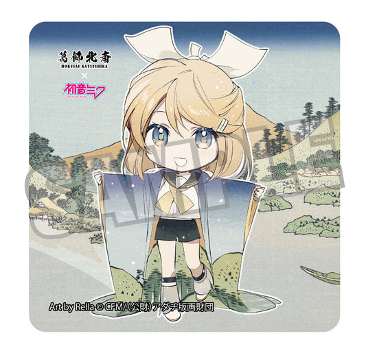 葛飾北斎×初音ミク Rella ステッカー 鏡音リン ミニキャラ 甲州三坂水面【予約商品】