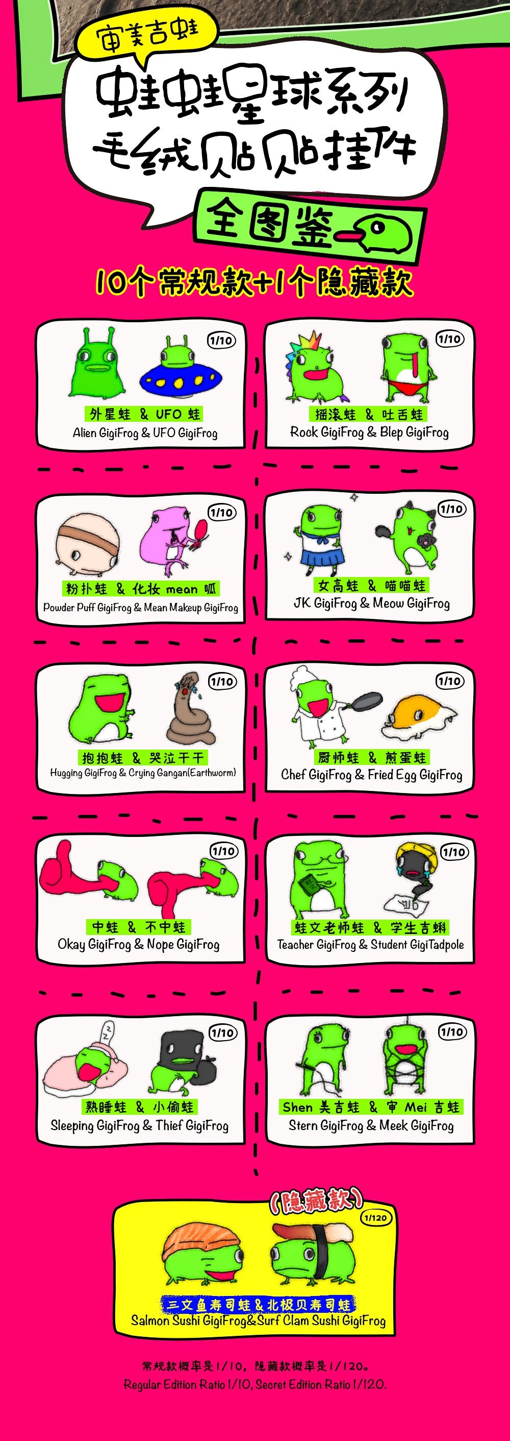 【Box/10】005_52TOYS BLINDBOX GigiFrog カエル星球 ぴたっとくっつく ぬいぐるみストラップ【予約商品】
