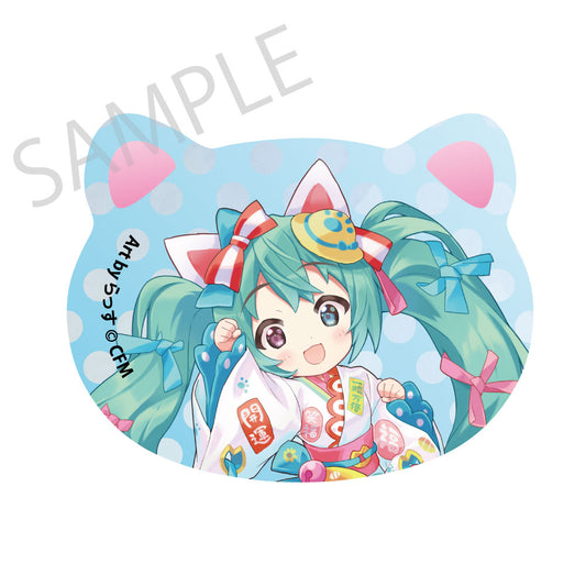 初音ミク×招き猫×真夏の熊谷 猫型缶バッジ 初音ミク 白猫2 Art by らっす【予約商品】