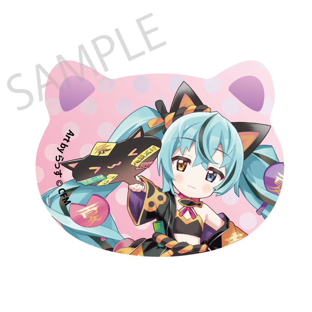 初音ミク×招き猫×真夏の熊谷 猫型缶バッジ 初音ミク 黒猫1 Art by らっす【予約商品】