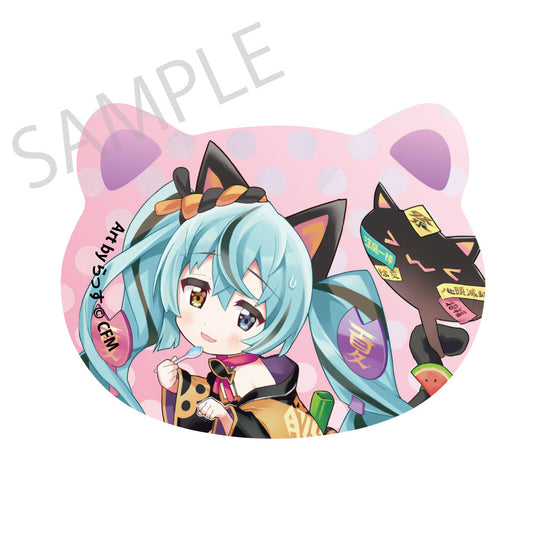 初音ミク×招き猫×真夏の熊谷 猫型缶バッジ 初音ミク 黒猫2 Art by らっす【予約商品】