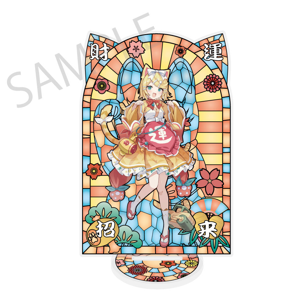 初音ミク×招き猫×真夏の熊谷 ステンドグラス風素材加工アクリルスタンド 鏡音リン Art by イコモチ【予約商品】