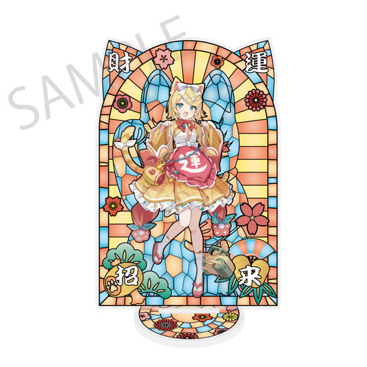 初音ミク×招き猫×真夏の熊谷 ステンドグラス風素材加工アクリルスタンド 鏡音リン Art by イコモチ【予約商品】