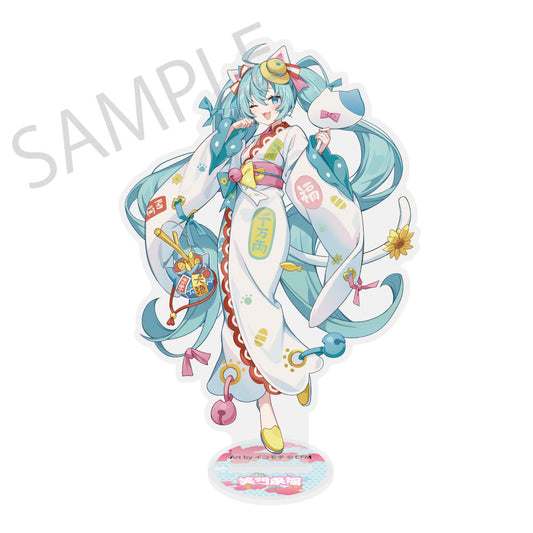 初音ミク×招き猫×真夏の熊谷 ダイカットビッグアクリルスタンド 初音ミク 白 Art by イコモチ【予約商品】