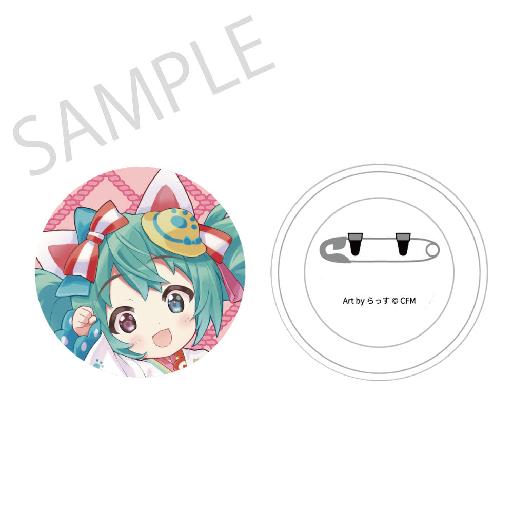 初音ミク×招き猫 ふわもふタッチ缶バッジ 初音ミク白猫B Art by らっす【再販】【予約商品】