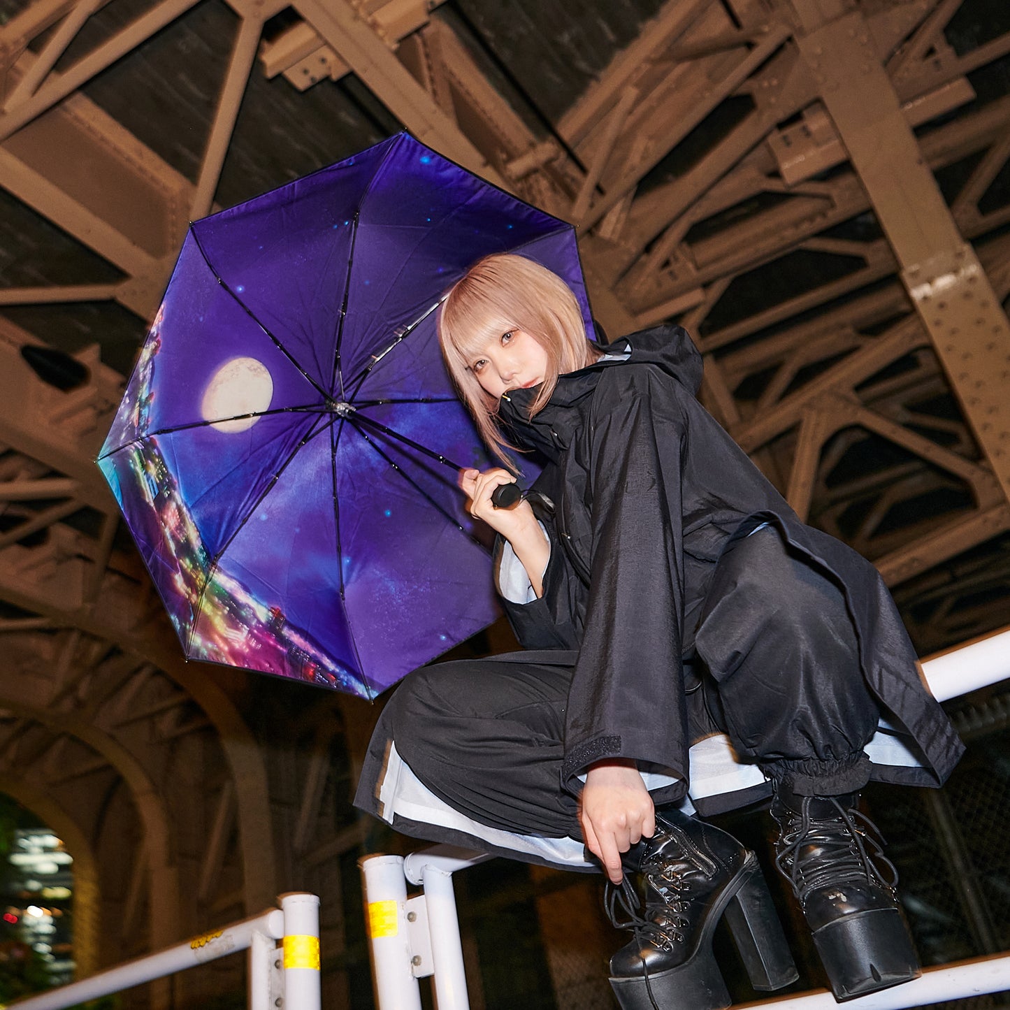 『よふかしのうた』UVカット機能付晴雨兼用折りたたみ傘【予約商品】