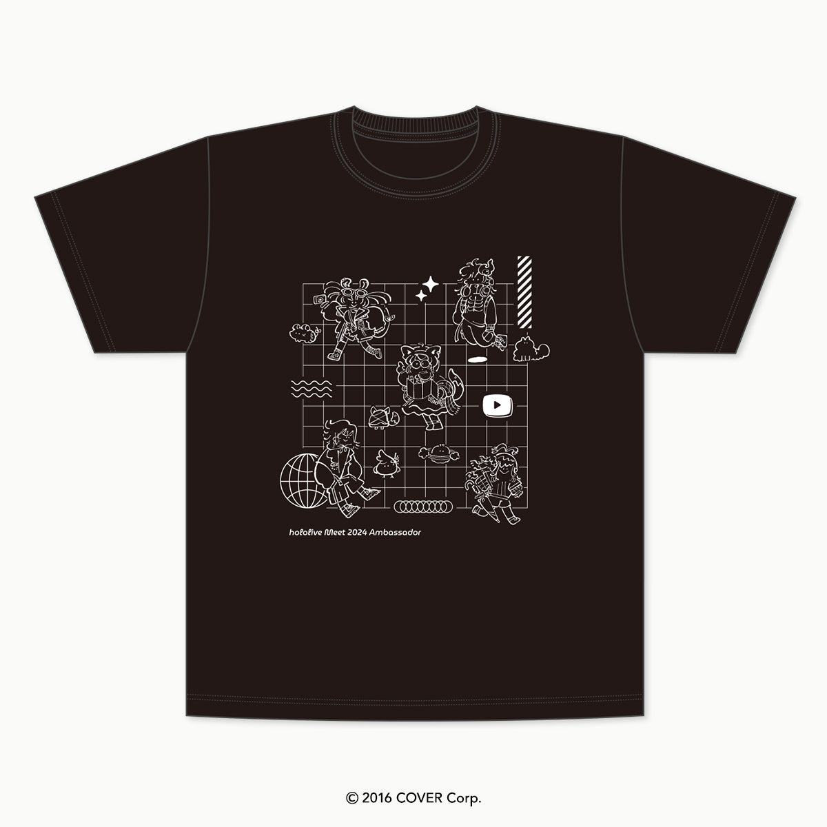 「hololive Meet 2024」デフォルメイラストTシャツ（黒）【予約商品】